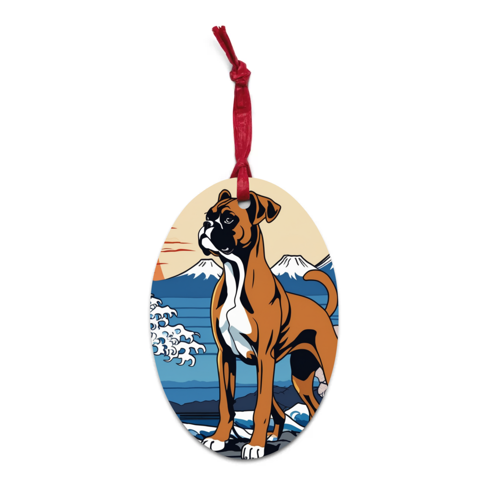 PugMug Custom Boxer Dog Wooden Ornament