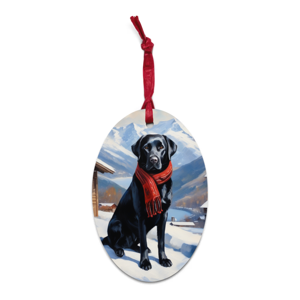 PugMug Custom Black Labrador Retriever Wooden Ornament