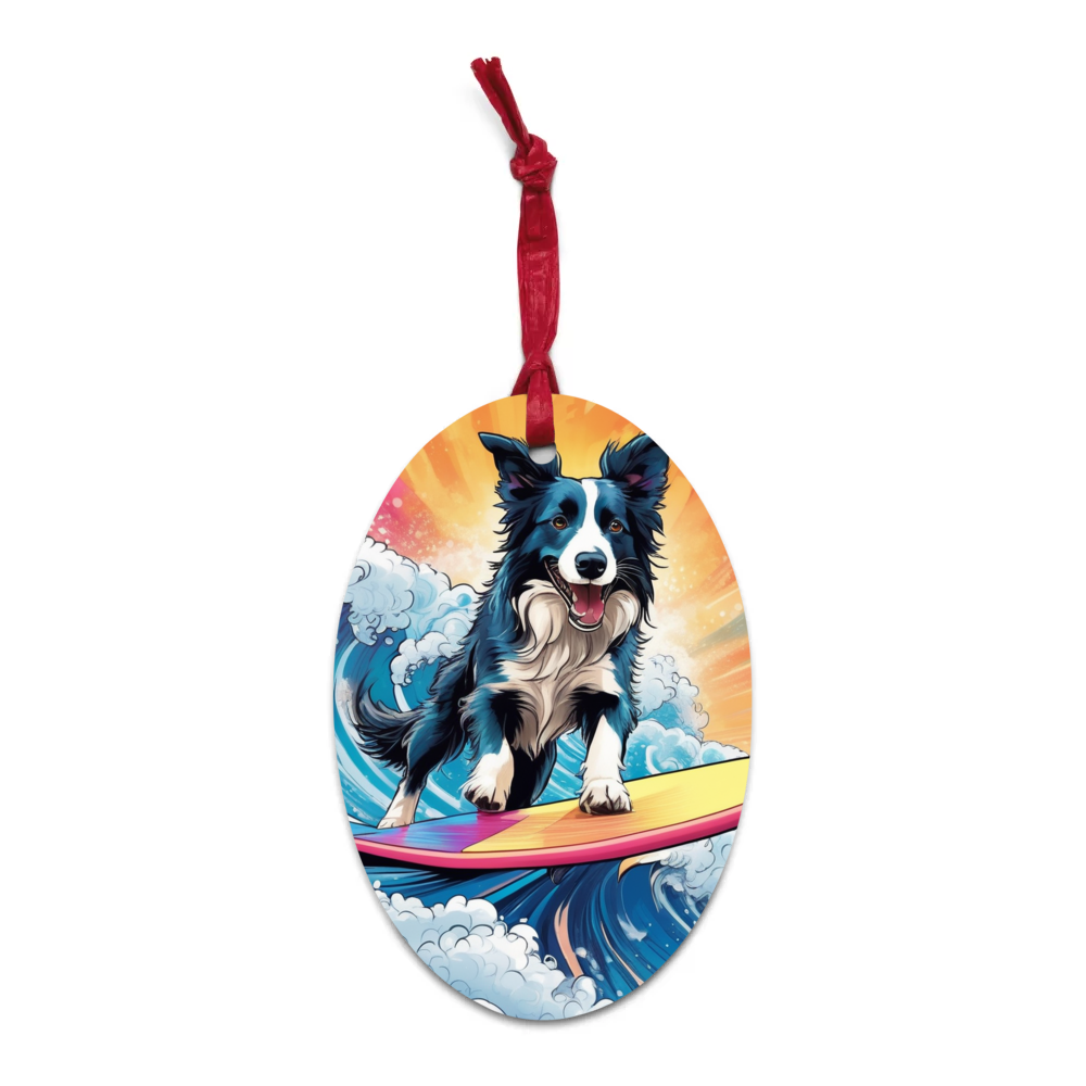 PugMug Custom Border Collie Wooden Ornament