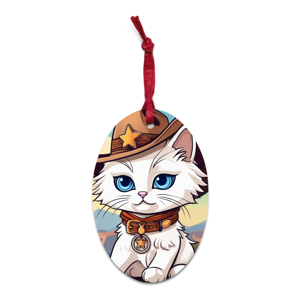 PugMug Custom White Ragdoll Cat Wooden Ornament