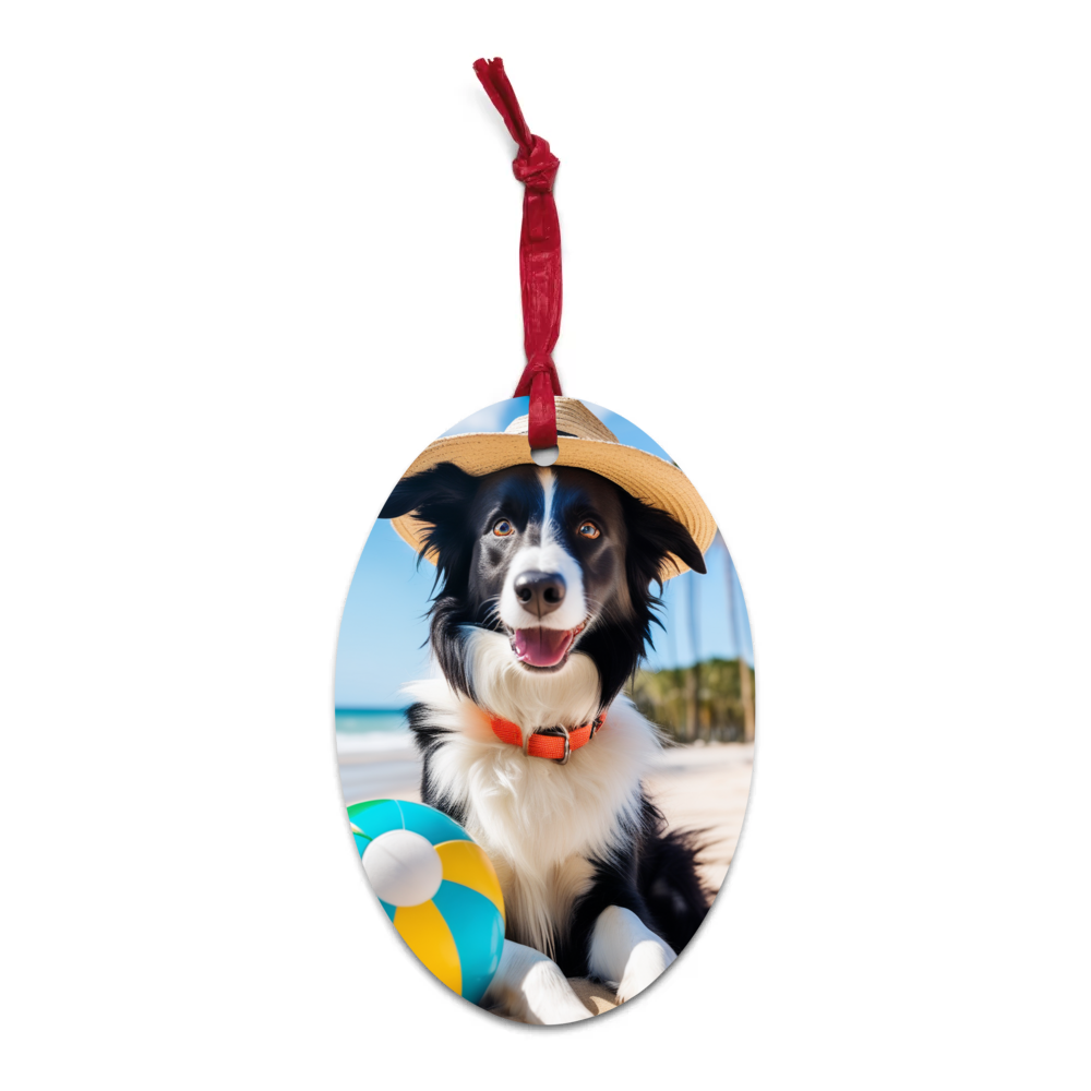 PugMug Custom Border Collie Wooden Ornament