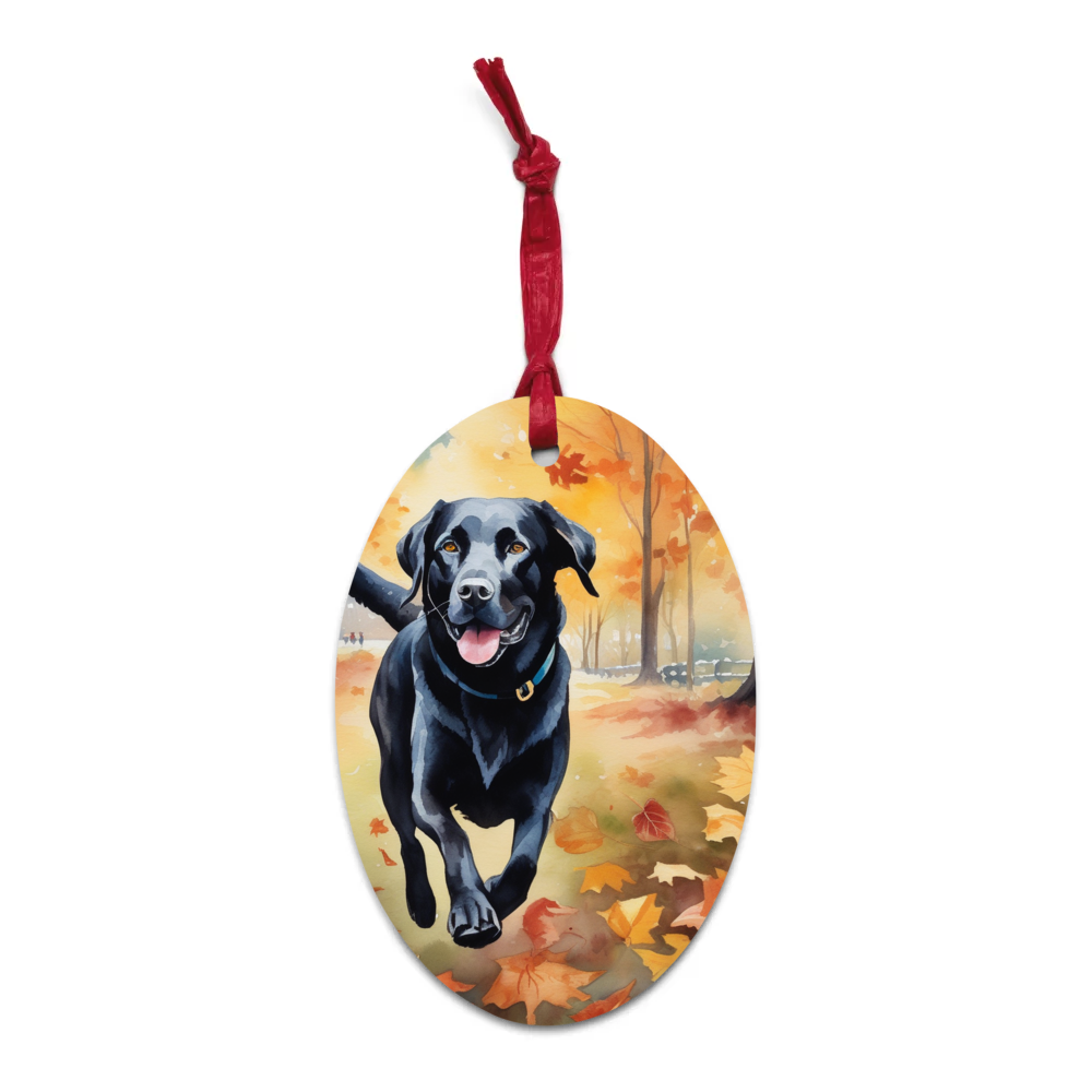 PugMug Custom Black Labrador Retriever Wooden Ornament
