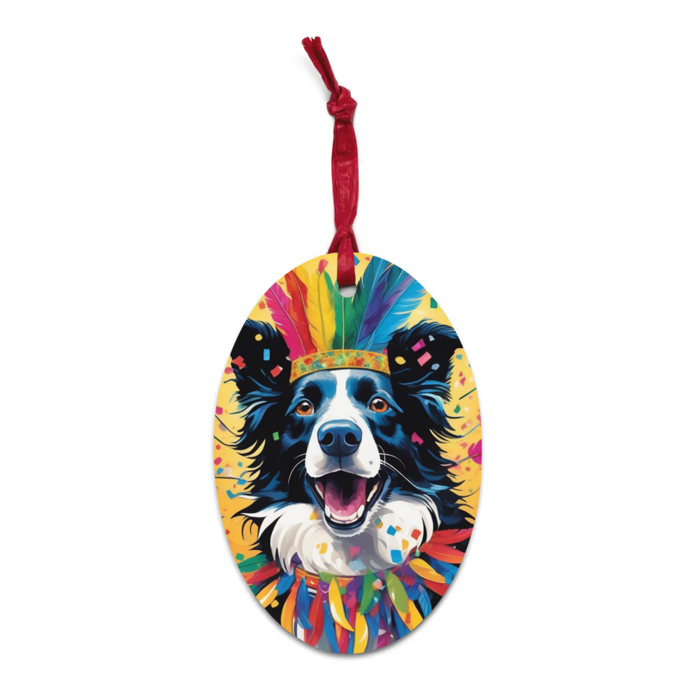 PugMug Custom Border Collie Wooden Ornament