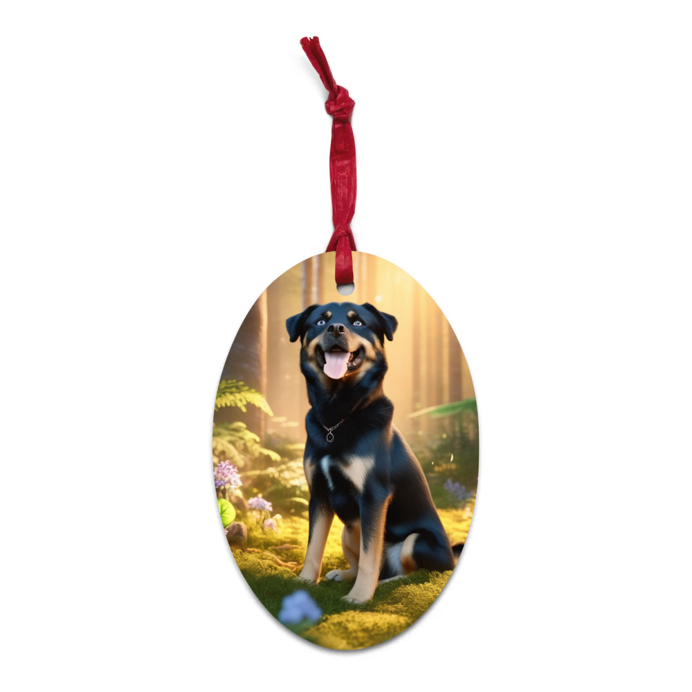 PugMug Custom Blue Wooden Ornament