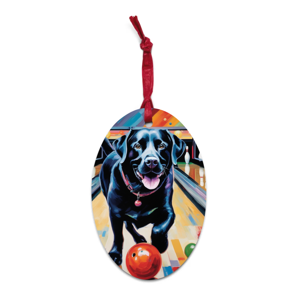 PugMug Custom Black Labrador Retriever Wooden Ornament