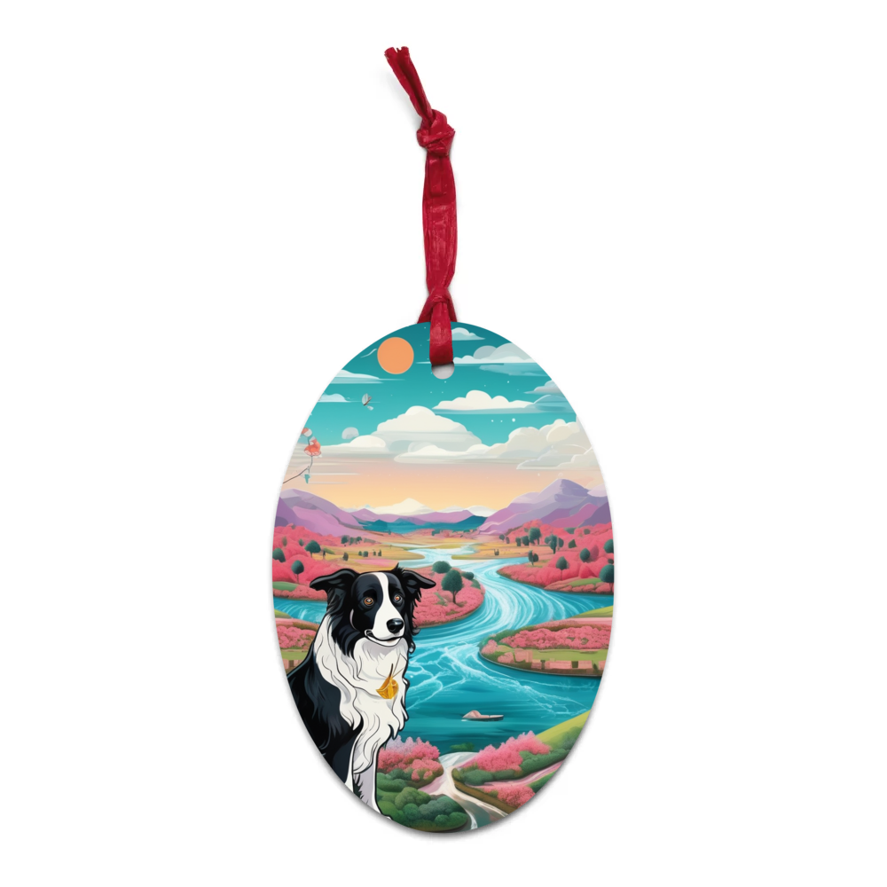PugMug Custom Border Collie Wooden Ornament