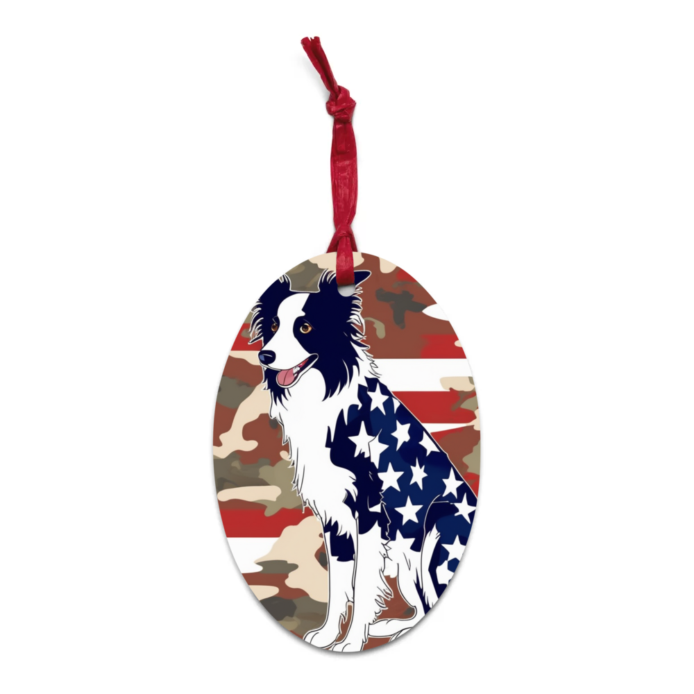 PugMug Custom Border Collie Wooden Ornament