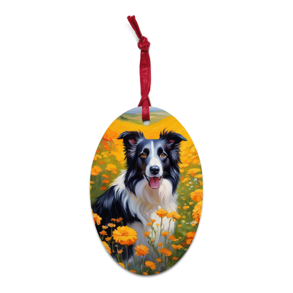 PugMug Custom Border Collie Wooden Ornament
