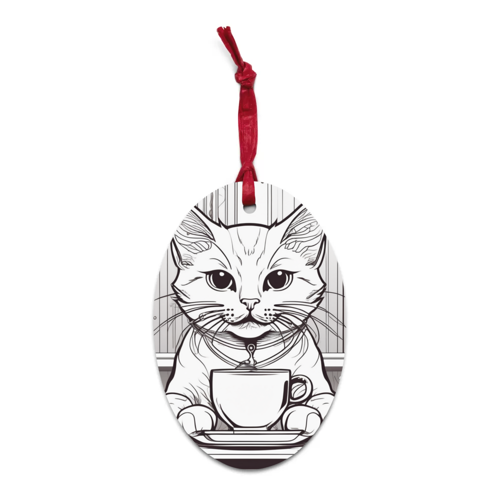 PugMug Custom White Companion Cat Wooden Ornament