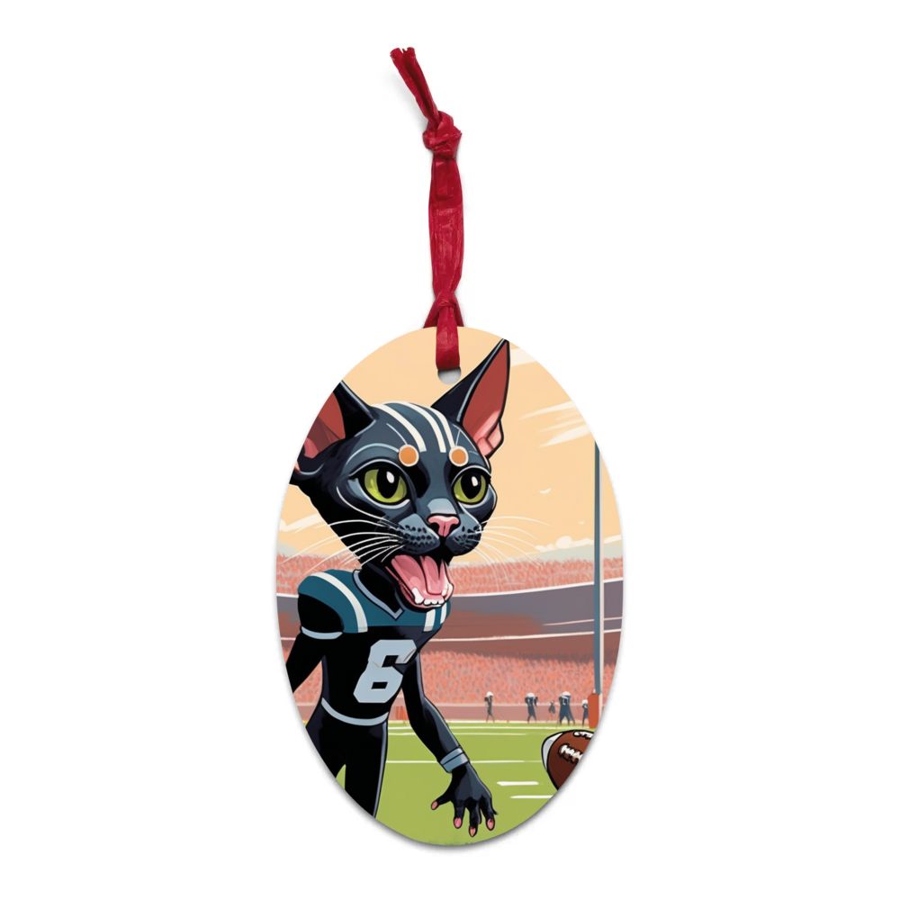 PugMug Custom Black Sphynx Cat Wooden Ornament