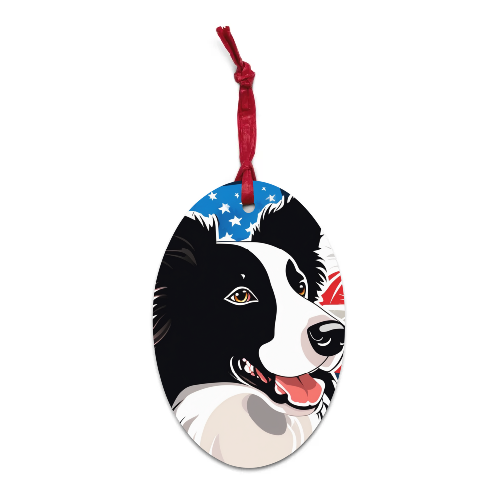 PugMug Custom Border Collie Wooden Ornament