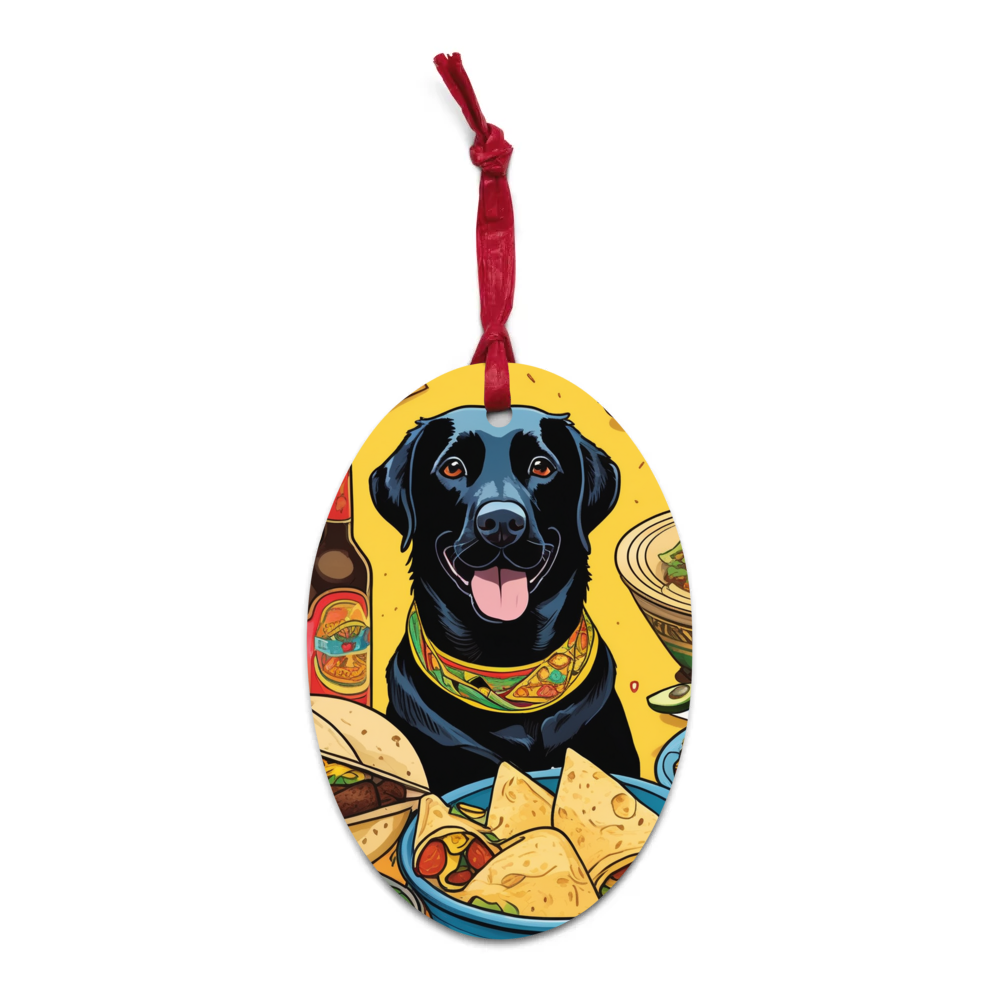 PugMug Custom Black Labrador Retriever Wooden Ornament