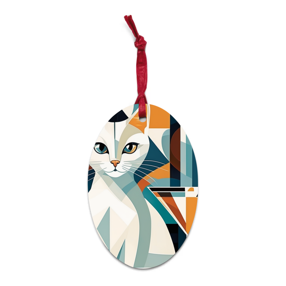 PugMug Custom White Companion Cat Wooden Ornament