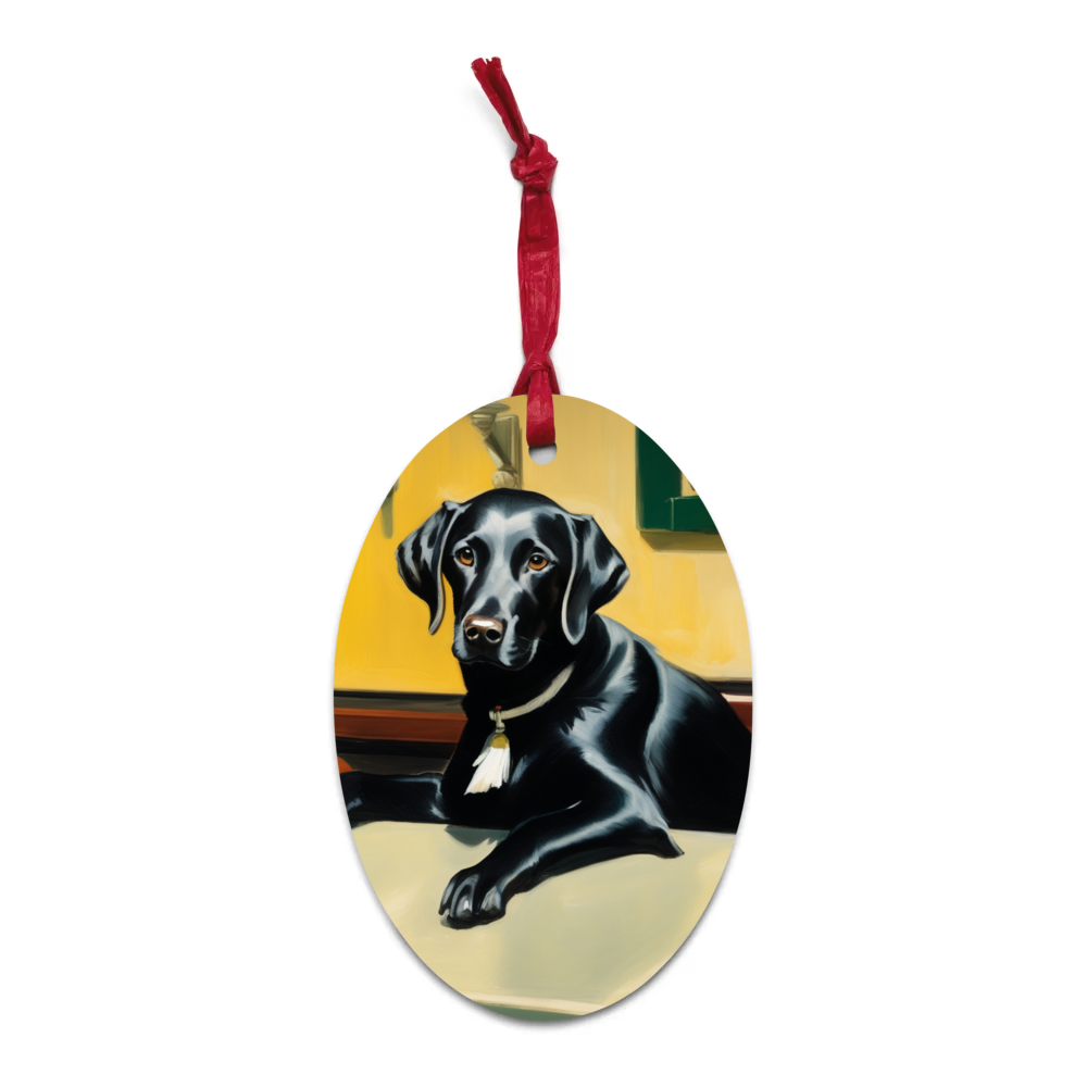 PugMug Custom Black Labrador Retriever Wooden Ornament