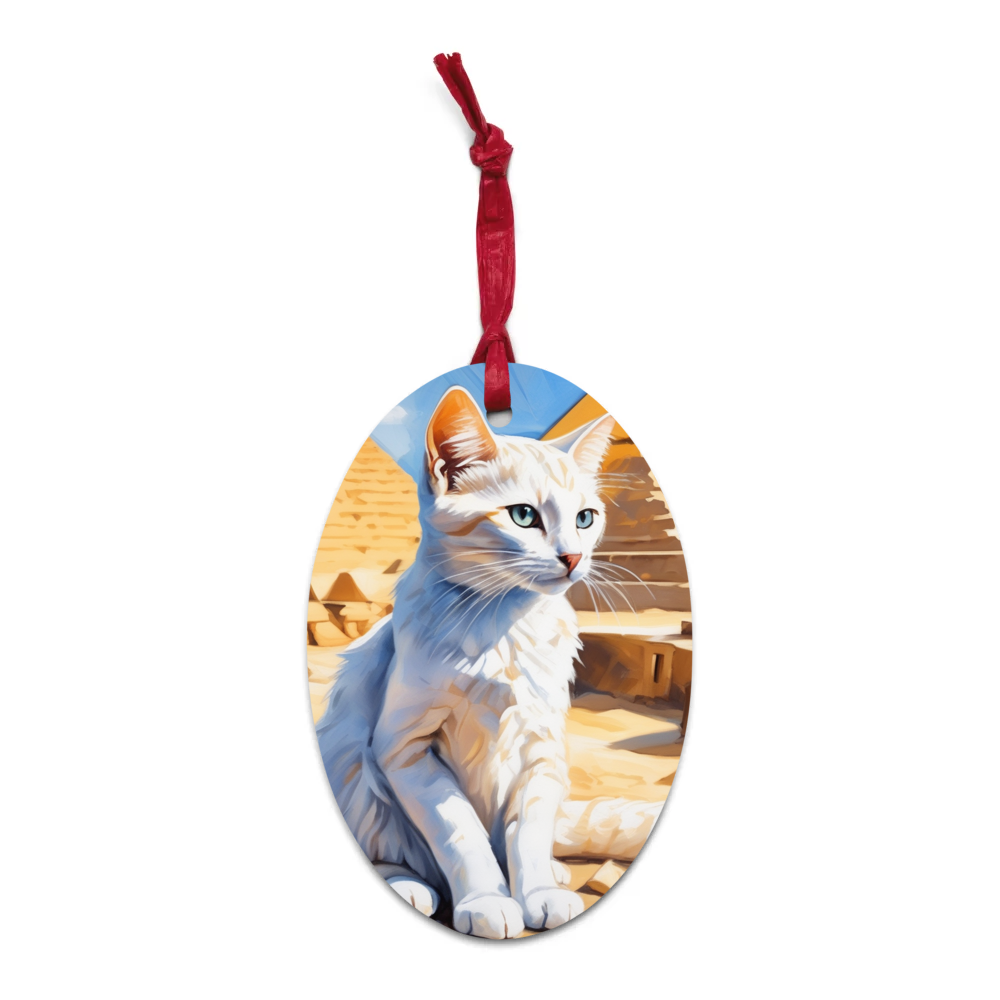 PugMug Custom White Companion Cat Wooden Ornament