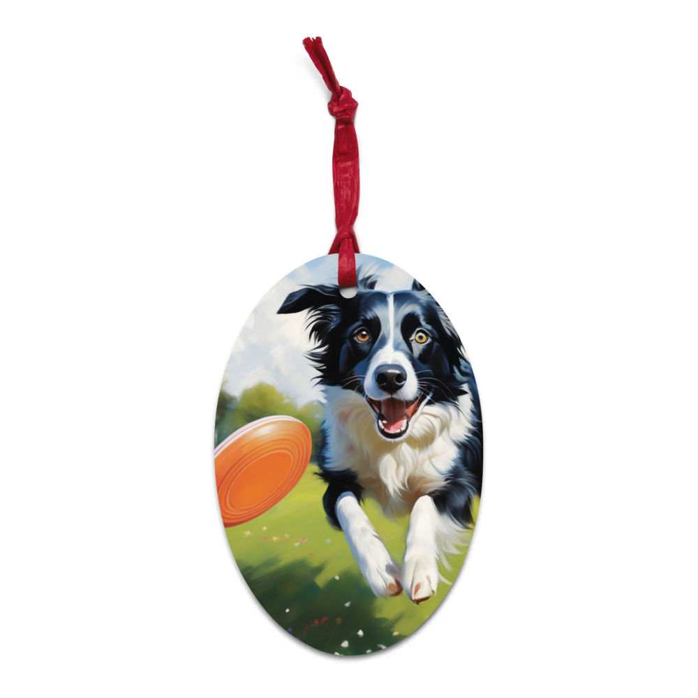 PugMug Custom Border Collie Wooden Ornament