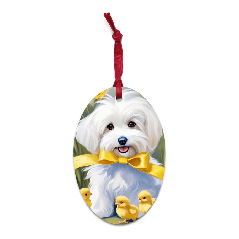 PugMug Custom White Havanese Dog Wooden Ornament