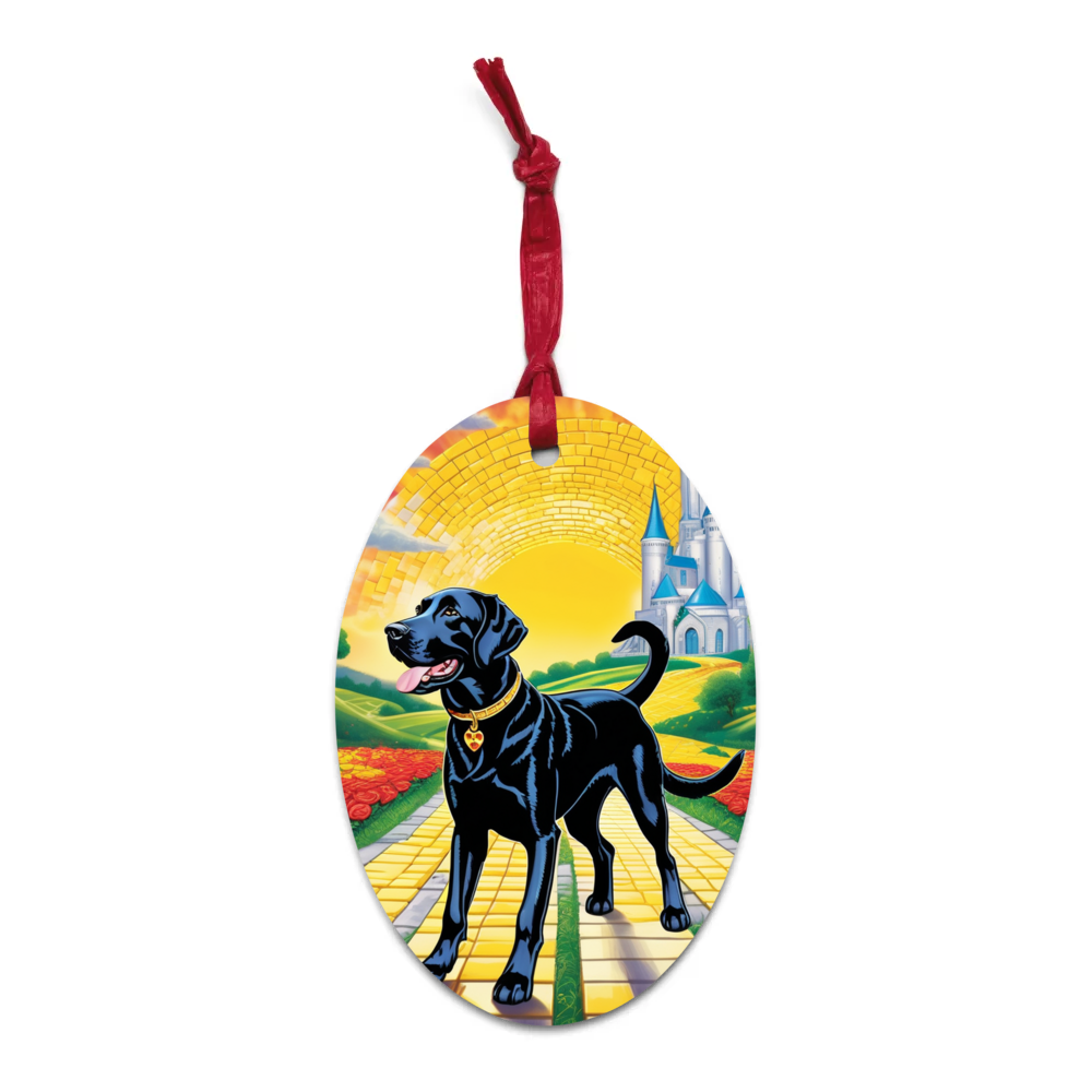 PugMug Custom Black Labrador Retriever Wooden Ornament