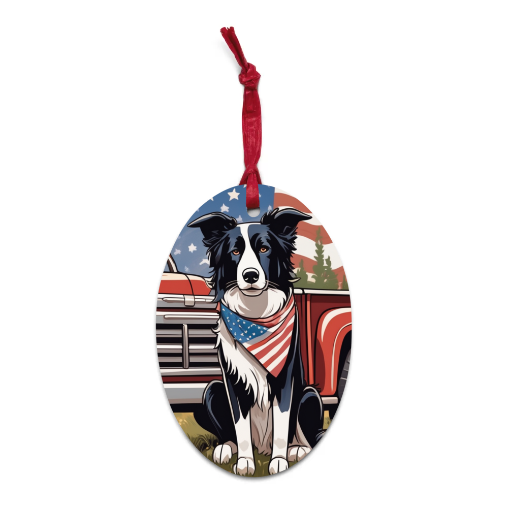 PugMug Custom Border Collie Wooden Ornament