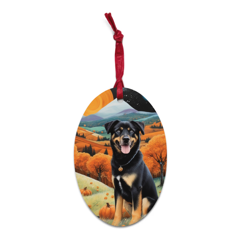 PugMug Custom Blue Wooden Ornament