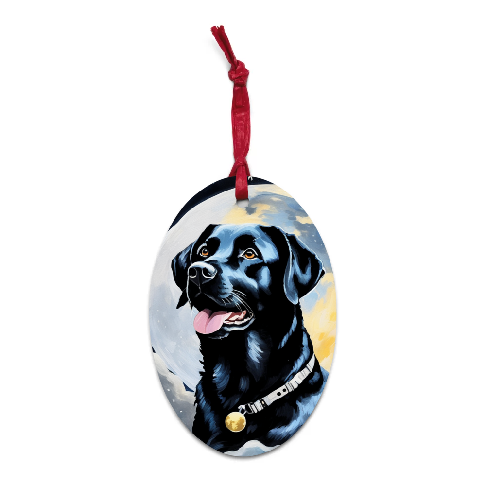PugMug Custom Black Labrador Retriever Wooden Ornament