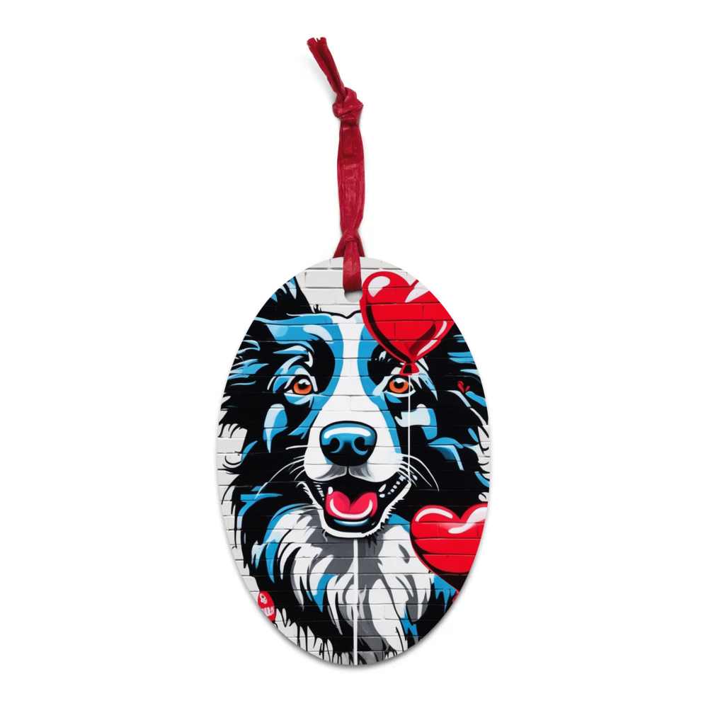 PugMug Custom Border Collie Wooden Ornament