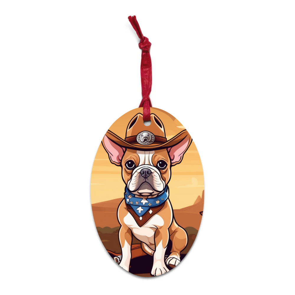 PugMug Custom Tan French Bulldog Wooden Ornament