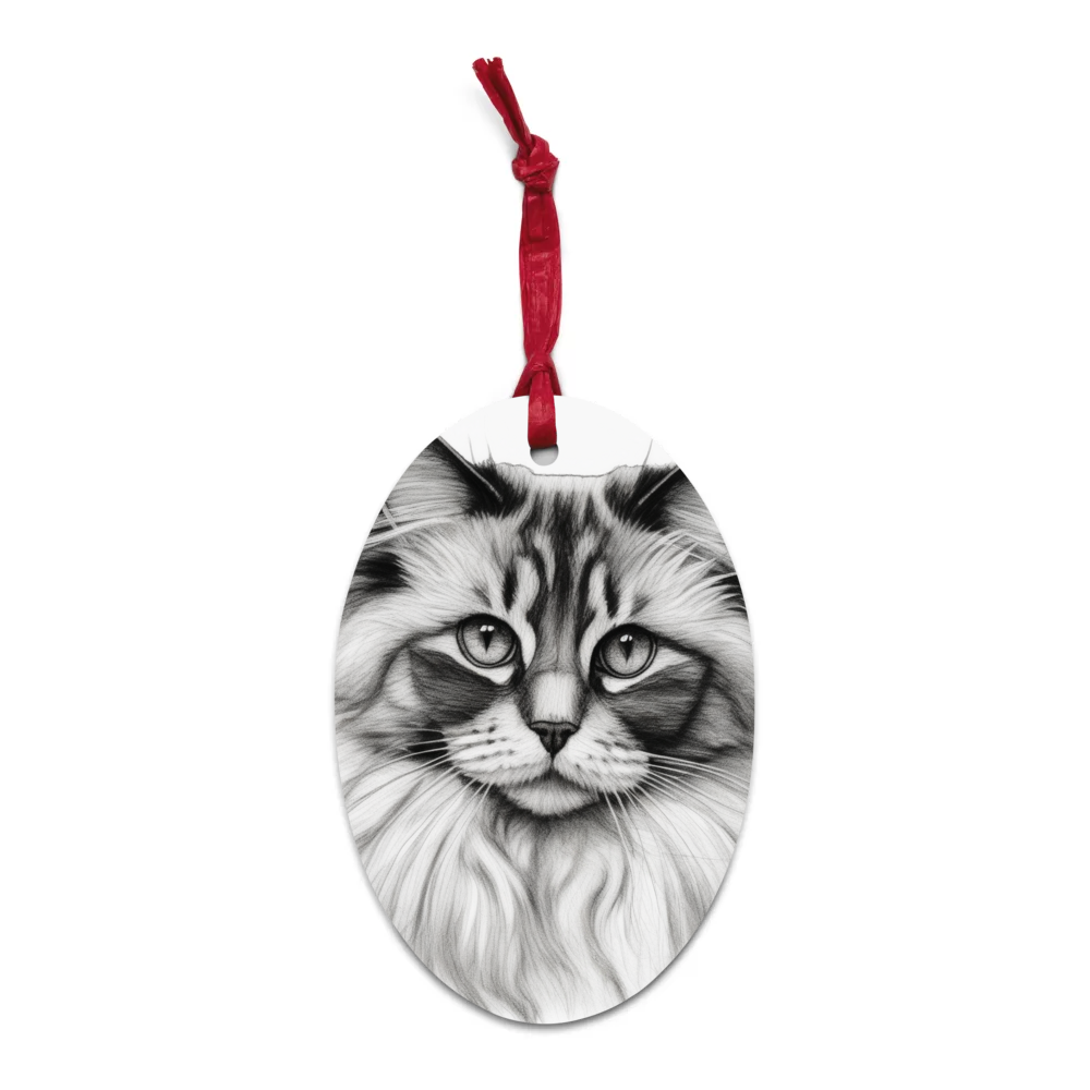 PugMug Custom Tabby Ragdoll Cat Wooden Ornament