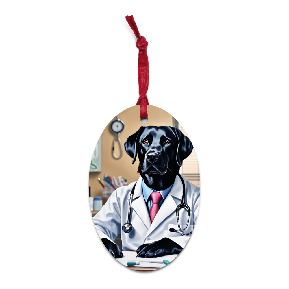 PugMug Custom Black Labrador Retriever Wooden Ornament