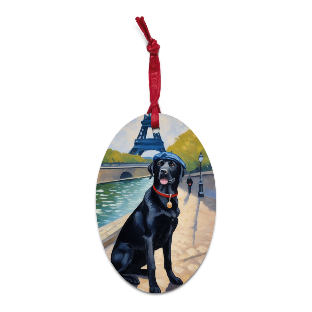 PugMug Custom Black Labrador Retriever Wooden Ornament