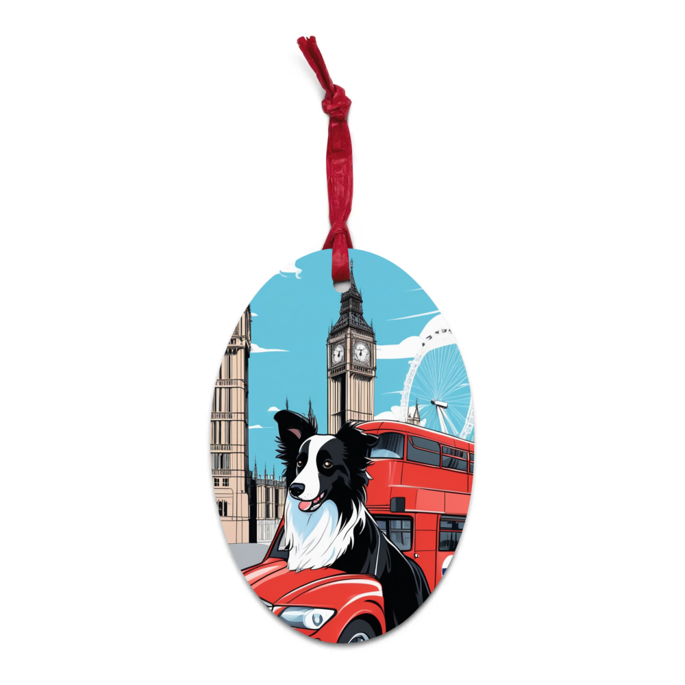 PugMug Custom Border Collie Wooden Ornament