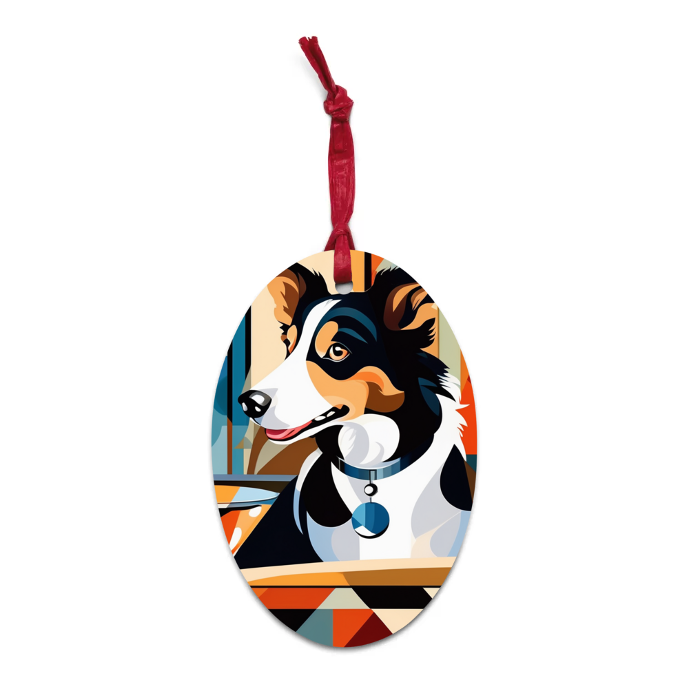 PugMug Custom Border Collie Wooden Ornament