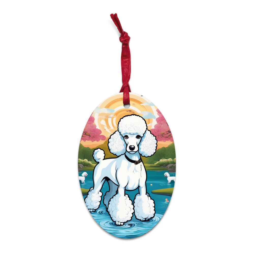 PugMug Custom White Poodle Wooden Ornament