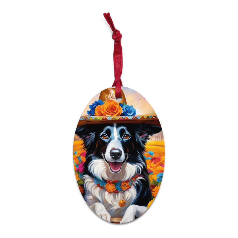 PugMug Custom Border Collie Wooden Ornament