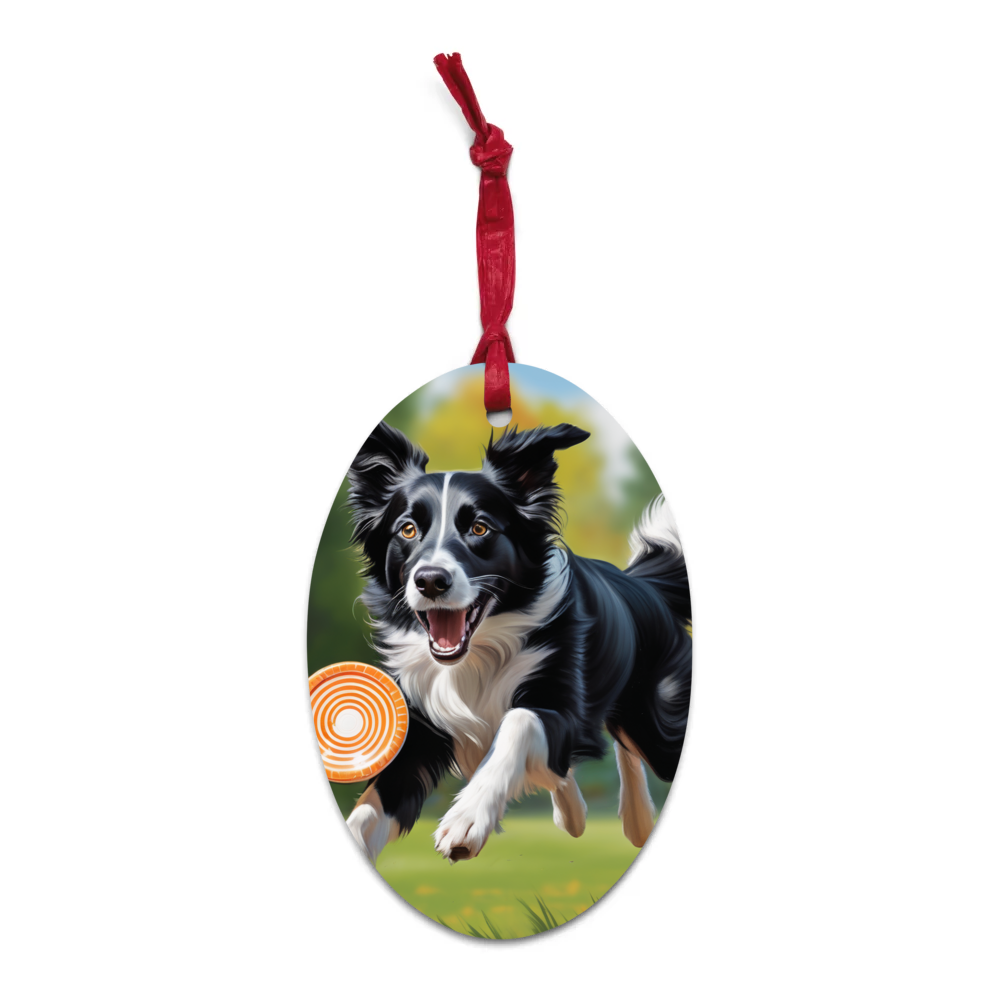 PugMug Custom Border Collie Wooden Ornament