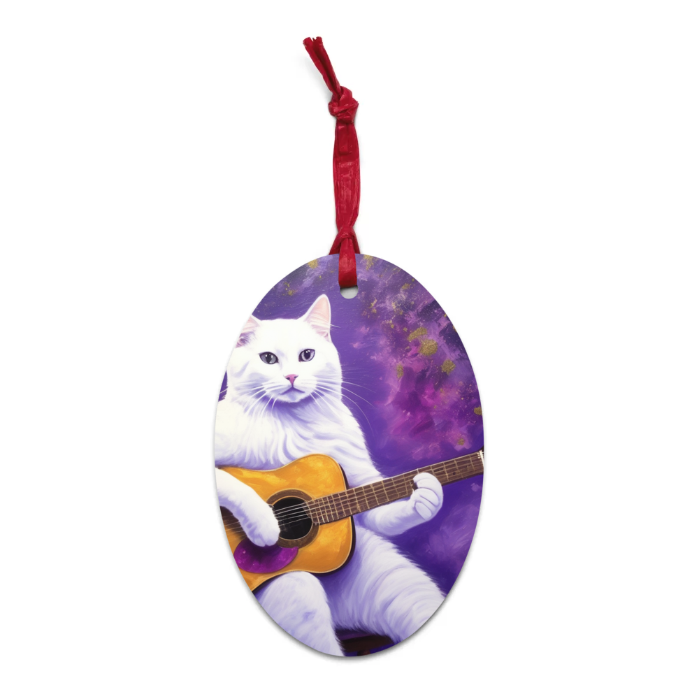 PugMug Custom White Companion Cat Wooden Ornament