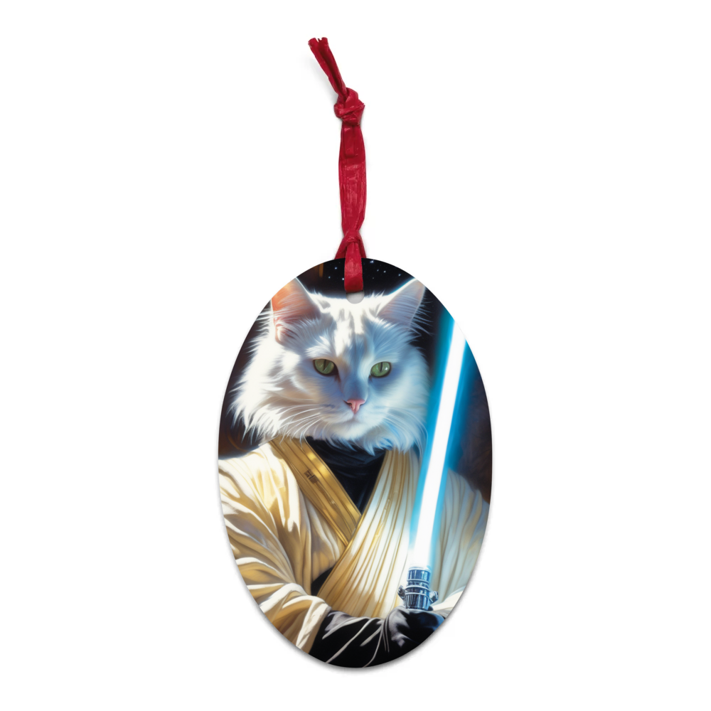 PugMug Custom White Companion Cat Wooden Ornament