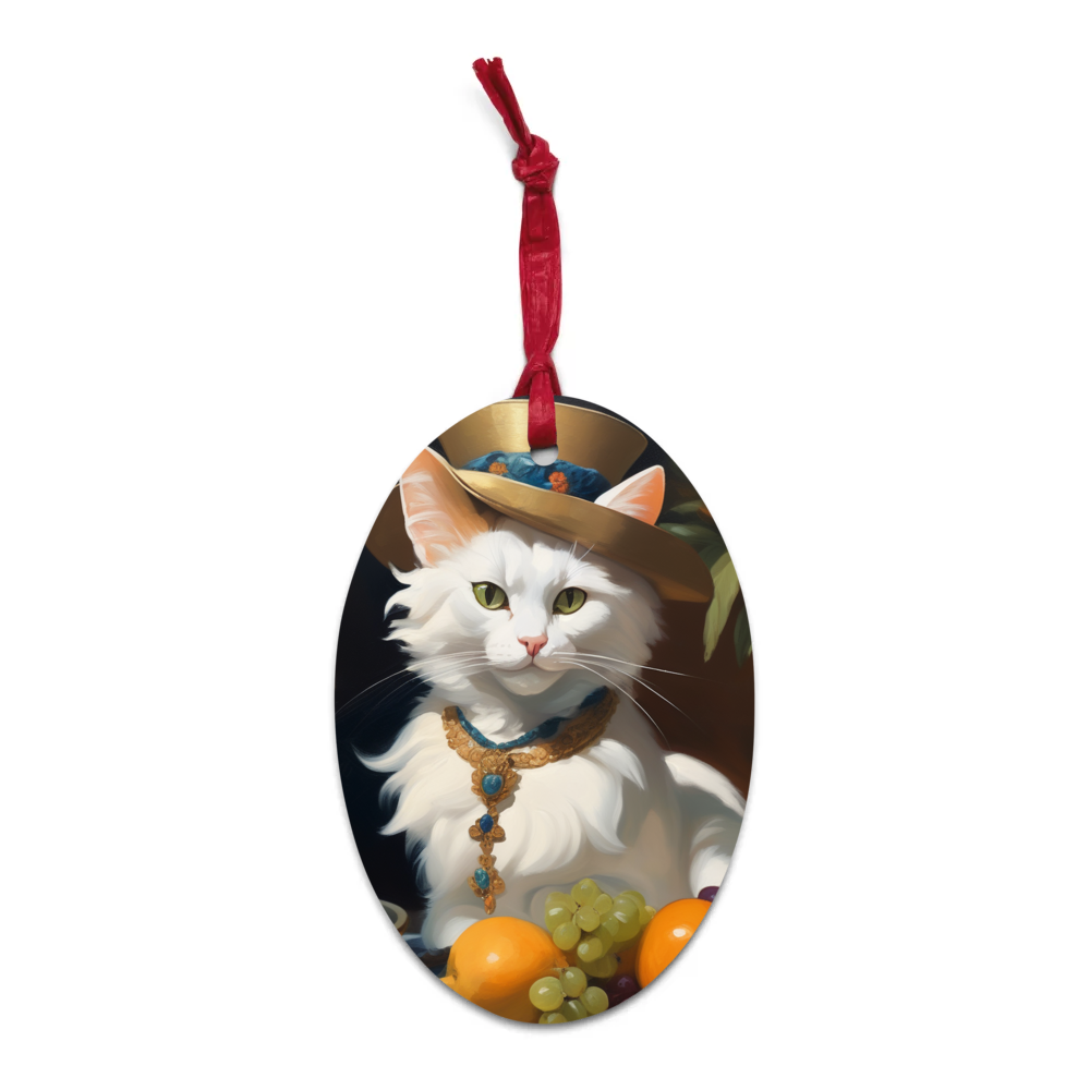 PugMug Custom White Exotic Cat Wooden Ornament