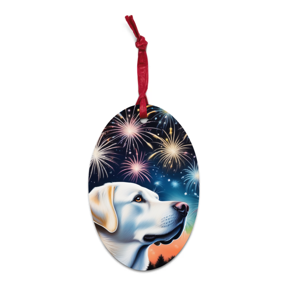 PugMug Custom White Labrador Retriever Wooden Ornament