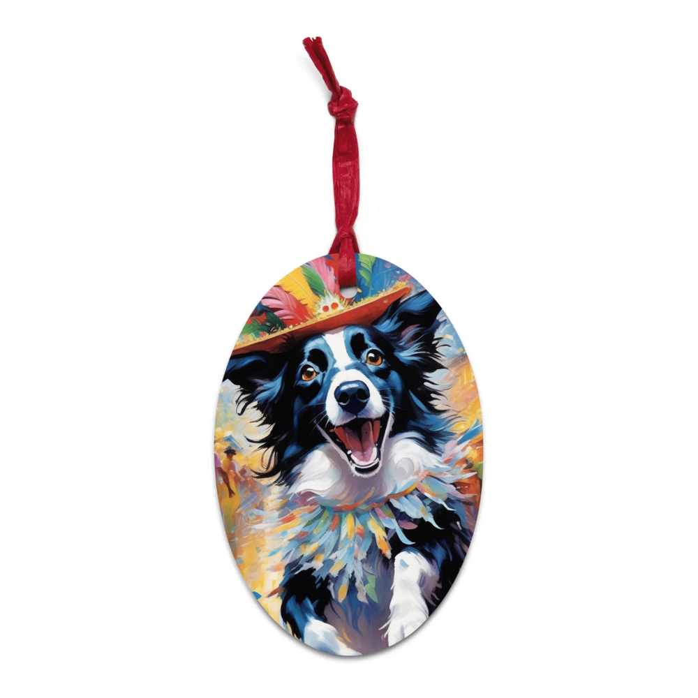 PugMug Custom Border Collie Wooden Ornament