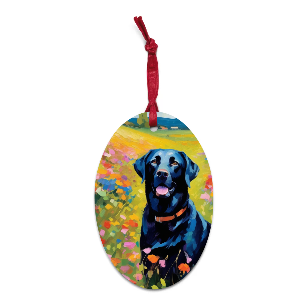 PugMug Custom Black Labrador Retriever Wooden Ornament