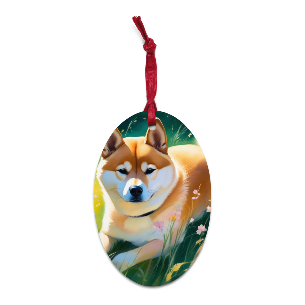 PugMug Custom Shiba Inu Wooden Ornament