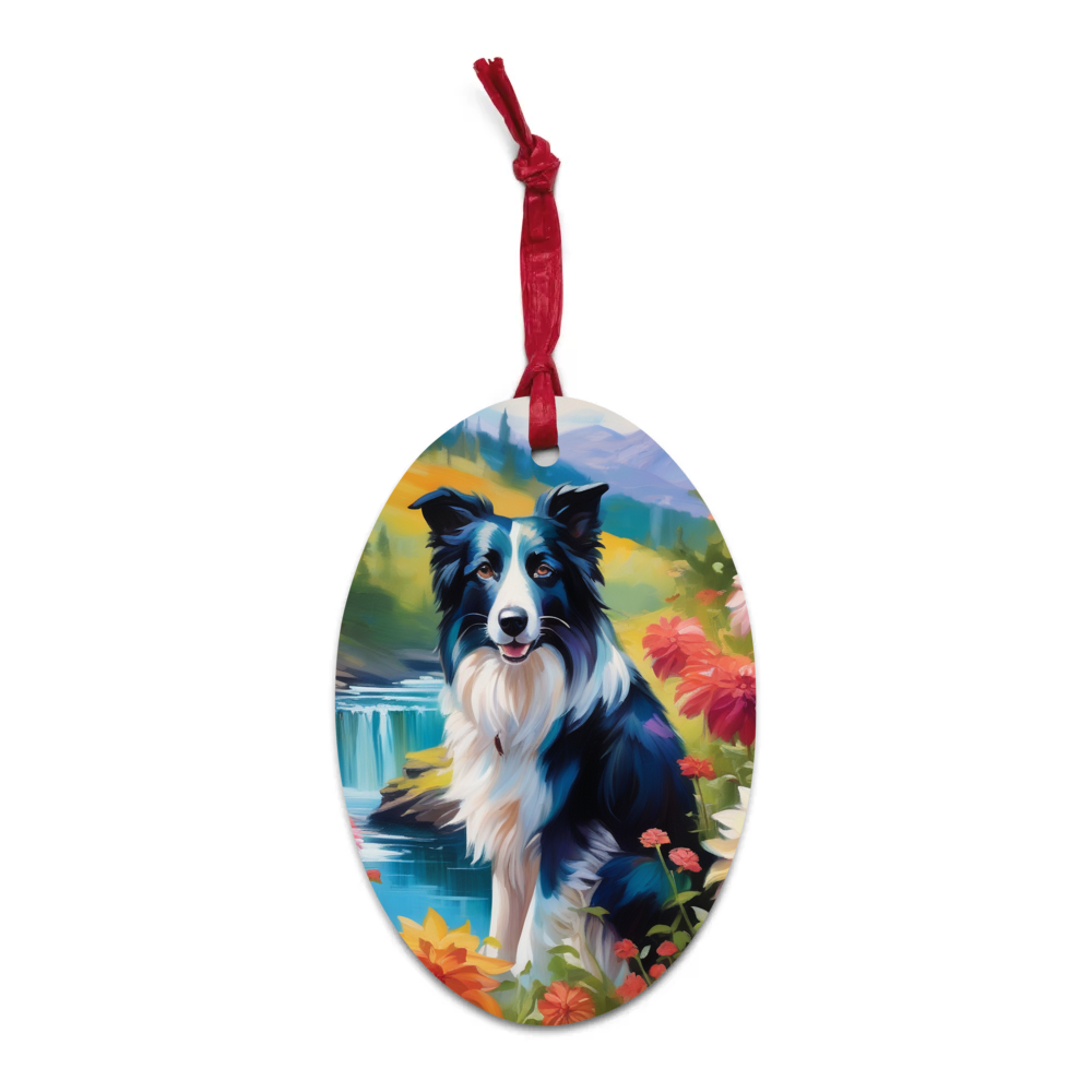 PugMug Custom Border Collie Wooden Ornament