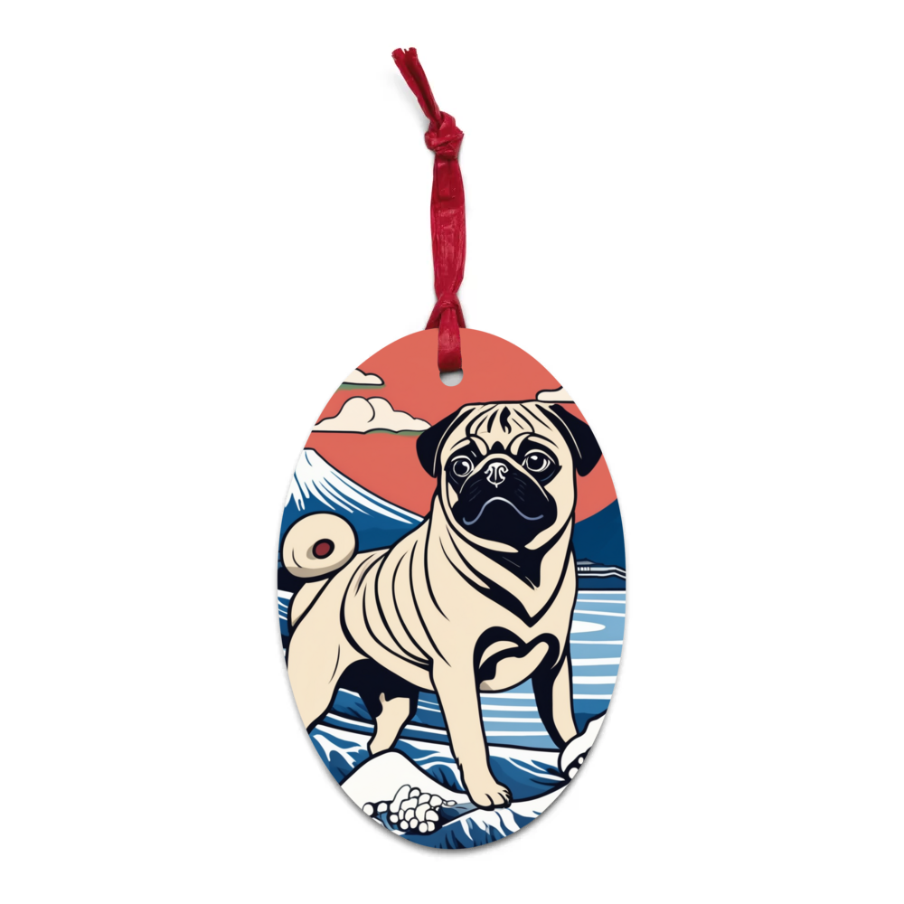 PugMug Custom Pug Wooden Ornament