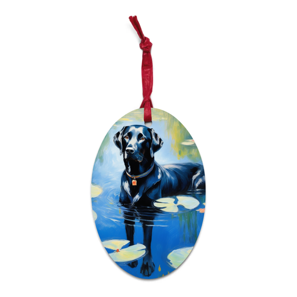 PugMug Custom Black Labrador Retriever Wooden Ornament
