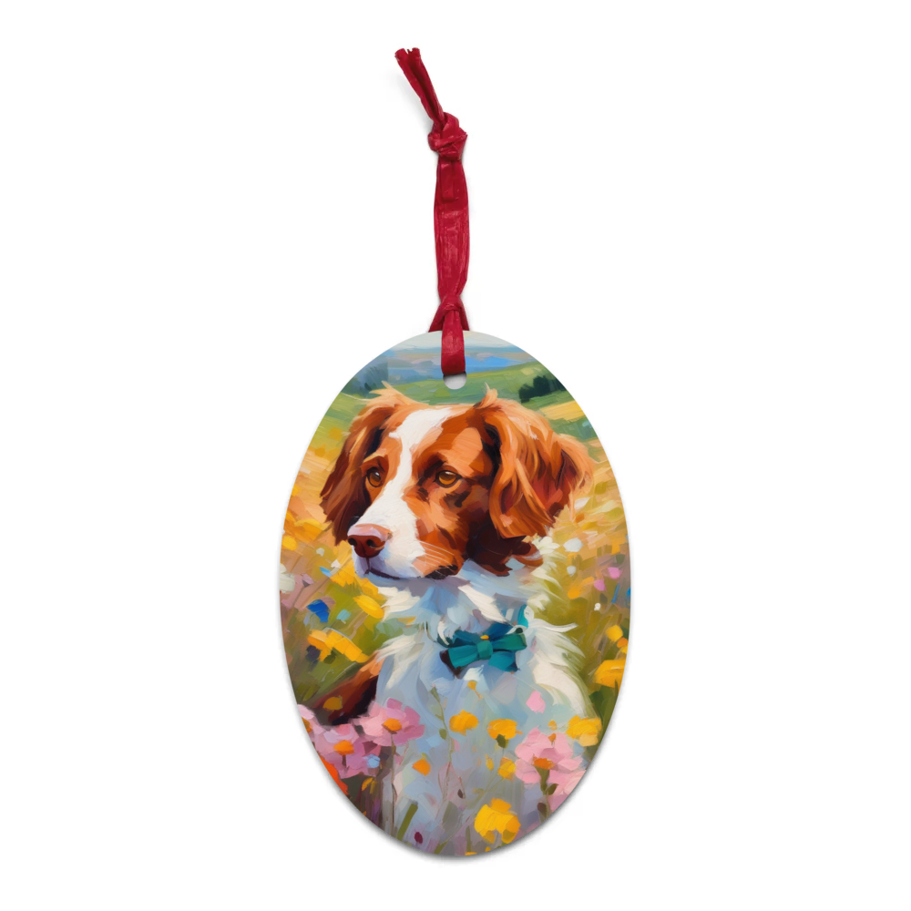 PugMug Custom Brittany Dog Wooden Ornament