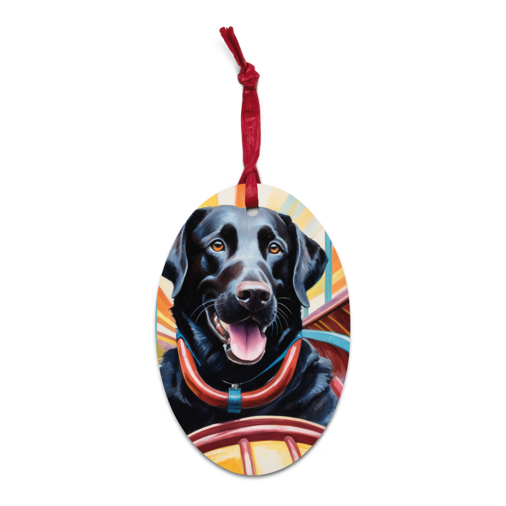 PugMug Custom Black Labrador Retriever Wooden Ornament