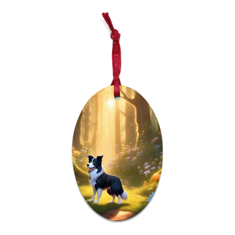 PugMug Custom Border Collie Wooden Ornament