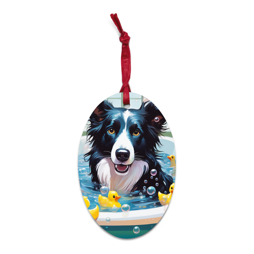 PugMug Custom Border Collie Wooden Ornament