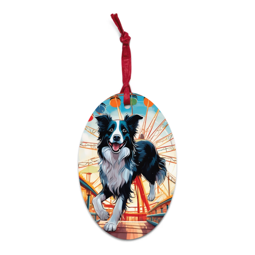PugMug Custom Border Collie Wooden Ornament